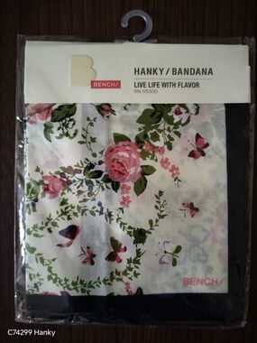 Bench Floral Hanky/Bandana - Blue, White, Pink & Green Floral